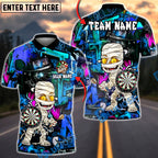 BlueJose Darts Halloween Cartoon Mummy Holding Dartboard Graffiti Style Personalized Name, Team Name Unisex Shirt (4 Colors)