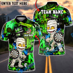 BlueJose Darts Halloween Cartoon Mummy Holding Dartboard Graffiti Style Personalized Name, Team Name Unisex Shirt (4 Colors)