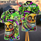 BlueJose Darts Smile Skull Neon Graffiti Dripping Art Multicolor Options Personalized Name Shirt (4 Colors)