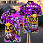BlueJose Darts Smile Skull Neon Graffiti Dripping Art Multicolor Options Personalized Name Shirt (4 Colors)