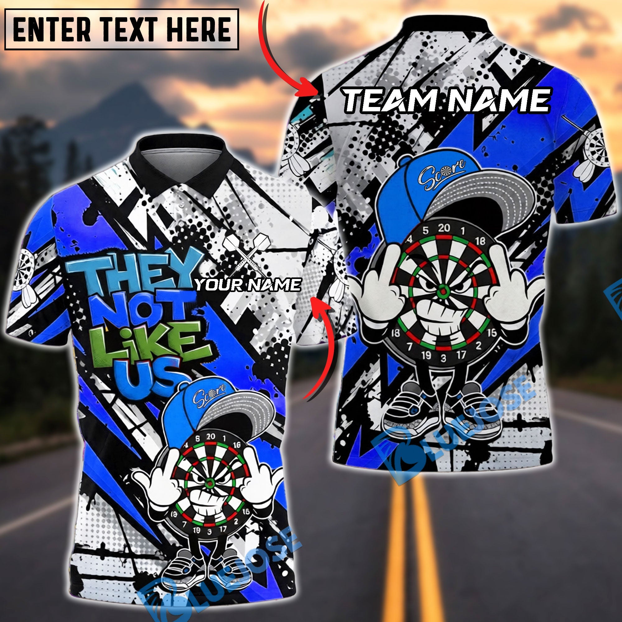 BlueJose Darts Dartboard Urban Graffiti Character They Not Like Us Multicolor Options Personalized Name Shirt (6 Colors)