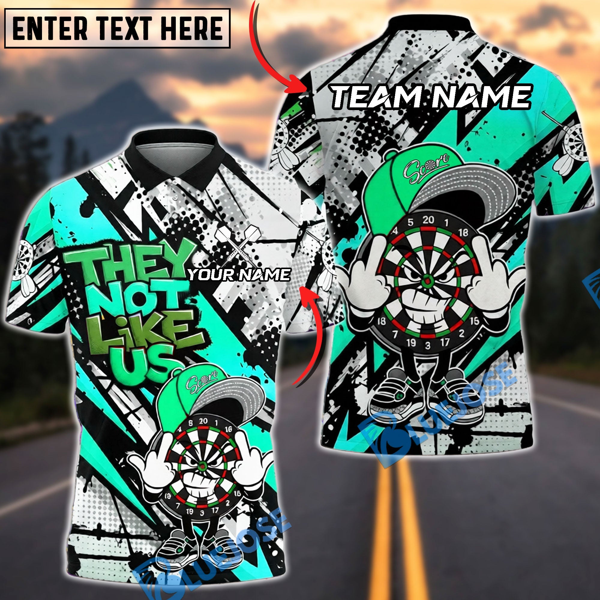 BlueJose Darts Dartboard Urban Graffiti Character They Not Like Us Multicolor Options Personalized Name Shirt (6 Colors)