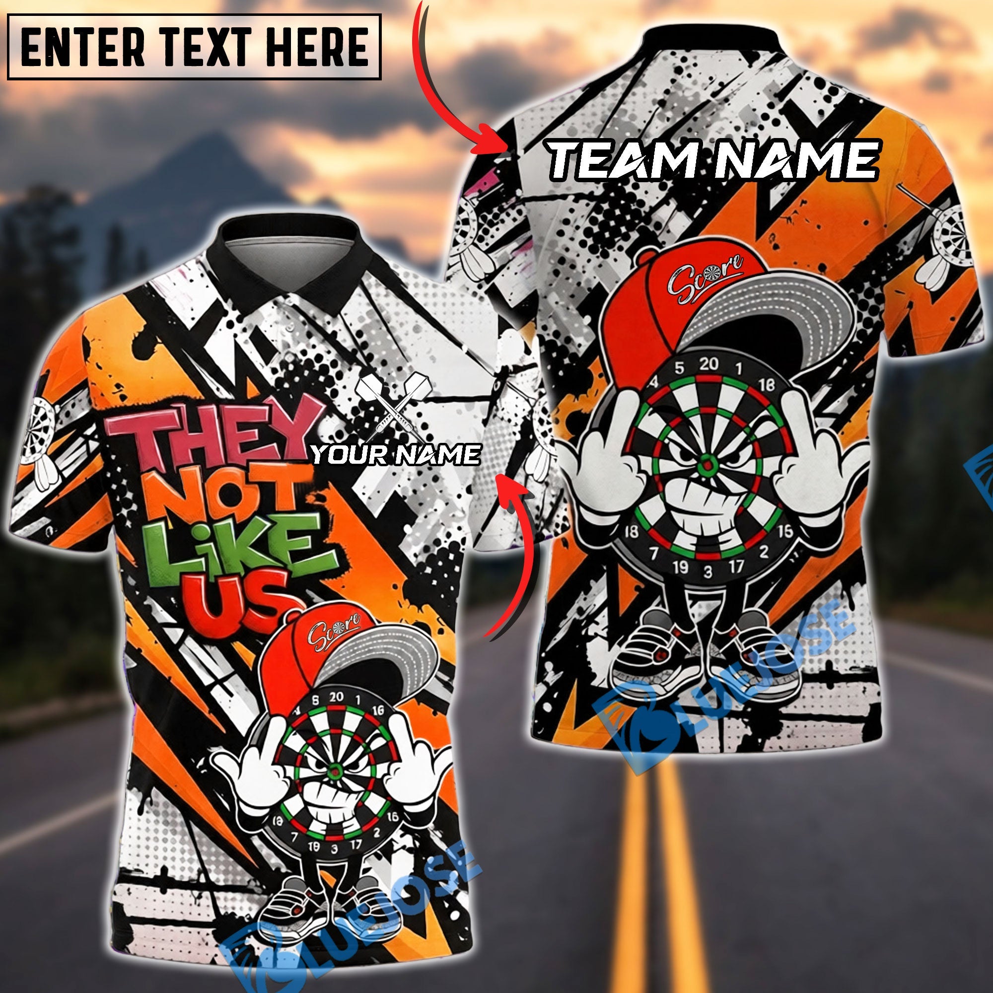 BlueJose Darts Dartboard Urban Graffiti Character They Not Like Us Multicolor Options Personalized Name Shirt (6 Colors)