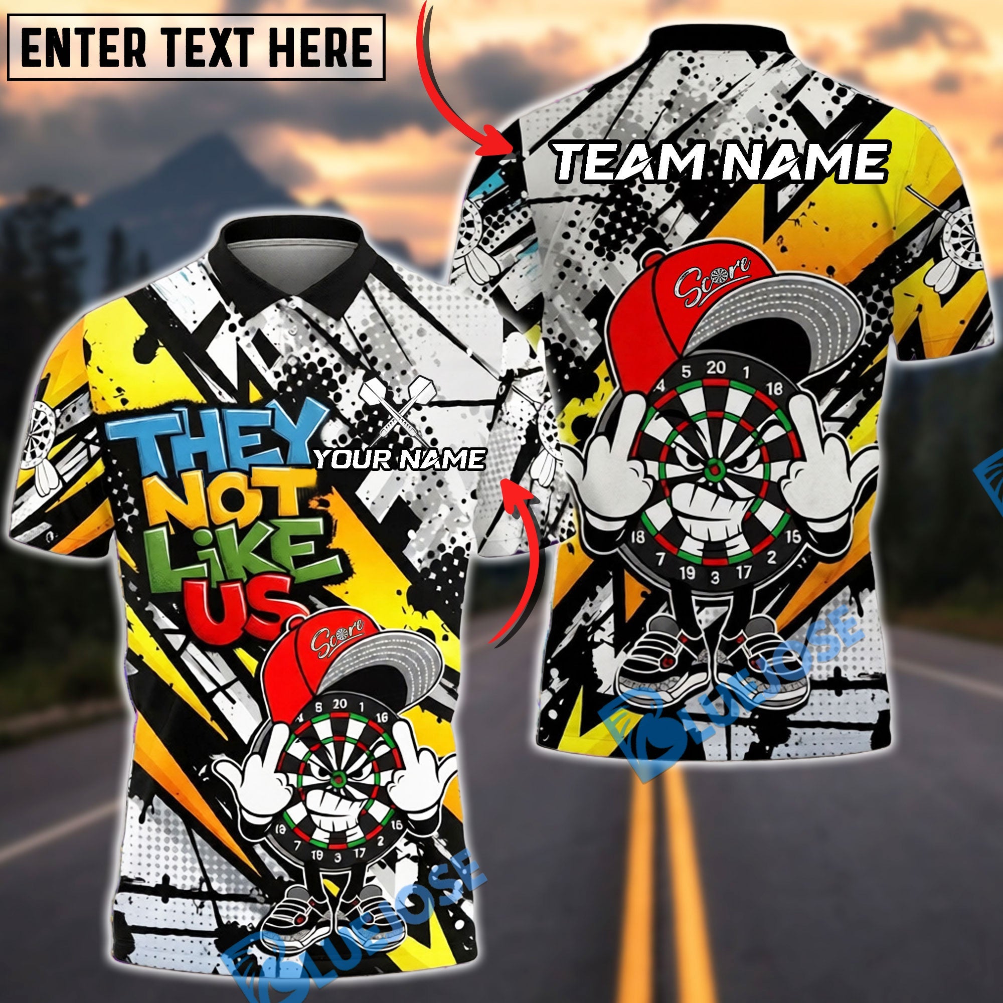 BlueJose Darts Dartboard Urban Graffiti Character They Not Like Us Multicolor Options Personalized Name Shirt (6 Colors)