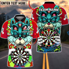 BlueJose Darts Monster Cat Board Graphic Multicolor Options Personalized Name Shirt (4 Colors)