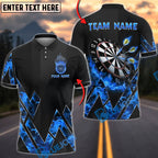 BlueJose Darts Fire Graphic Flame Design Personalized Name, Team Name Unisex Shirt (4 Colors)
