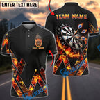 BlueJose Darts Fire Graphic Flame Design Personalized Name, Team Name Unisex Shirt (4 Colors)