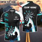 BlueJose Darts Sport Arrow Motion Design Multicolor Options Personalized Name Shirt (4 Colors)