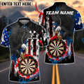 BlueJose Darts American Flag Grunge Eagle Double Dartboard Red Splatter Personalized Name Shirt