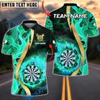BlueJose Darts Flaming Dartboard Shirt Fire Burst Golden Streak Multicolor Options Personalized Name Shirt (4 Colors)