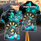 BlueJose Darts Street Art Monster Elephant Character Dartboard Design Multicolor Options Personalized Name Shirt (4 Colors)