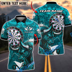BlueJose Darts Bull Wing Emblem Style Multicolor Options Personalized Name Shirt (4 Colors)