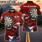 BlueJose Darts Bull Wing Emblem Style Multicolor Options Personalized Name Shirt (4 Colors)