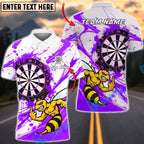 BlueJose Darts Angry Hornet Mascot Paint Splash Multicolor Options Personalized Name Shirt (4 Colors)