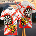 BlueJose Darts Angry Hornet Mascot Paint Splash Multicolor Options Personalized Name Shirt (4 Colors)