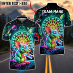 BlueJose Darts Neon Galaxy Mouse Smoke Dartboard Personalized Name, Team Name Unisex Shirt (4 Colors)