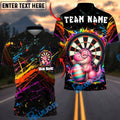 BlueJose Darts Cute Dino Easter Paint Splash Target Personalized Name, Team Name Unisex Shirt (4 Colors)