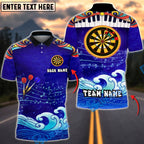 BlueJose Darts Music Wave Artistic Ocean Target Personalized Name, Team Name Unisex Shirt (4 Colors)