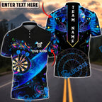 BlueJose Darts Neon Abstract Paint Splash Galaxy Personalized Name, Team Name Unisex Shirt (4 Colors)
