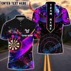 BlueJose Darts Neon Abstract Paint Splash Galaxy Personalized Name, Team Name Unisex Shirt (4 Colors)