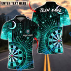 BlueJose Darts Cool Passionate Cosmic Moon Galaxy Starry Sky Dartboard Target Personalized Name, Team Name Unisex Shirt (4 Colors)