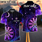 BlueJose Darts Cool Passionate Cosmic Moon Galaxy Starry Sky Dartboard Target Personalized Name, Team Name Unisex Shirt (4 Colors)