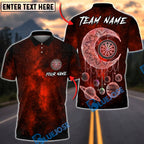BlueJose Darts Dreamy Cosmic Moon Dreamcatcher Target Personalized Name, Team Name Unisex Shirt (4 Colors)