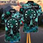 BlueJose Darts Gothic Rose Virgin Mary Halo Dark Art Personalized Name, Team Name Unisex Shirt (4 Colors)