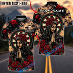 BlueJose Darts Gothic Rose Virgin Mary Halo Dark Art Personalized Name, Team Name Unisex Shirt (4 Colors)