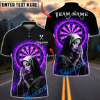 BlueJose Darts Holy Energy Virgin Mary Halo Spiritual Dark Style Personalized Name, Team Name Unisex Shirt (4 Colors)