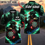 BlueJose Darts Pirate Skull Flame Dartboard Dark Fantasy Cool Graphic Personalized Name, Team Name Unisex Shirt (4 Colors)