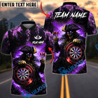 BlueJose Darts Pirate Skull Flame Dartboard Dark Fantasy Cool Graphic Personalized Name, Team Name Unisex Shirt (4 Colors)