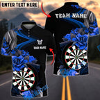 BlueJose Darts Rose Dartboard Elegant Dark Floral Style Personalized Name, Team Name Unisex Shirt (4 Colors)