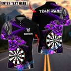 BlueJose Darts Rose Dartboard Elegant Dark Floral Style Personalized Name, Team Name Unisex Shirt (4 Colors)