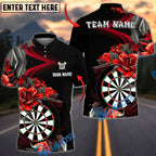 BlueJose Darts Rose Dartboard Elegant Dark Floral Style Personalized Name, Team Name Unisex Shirt (4 Colors)
