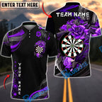BlueJose Darts Minimal Dartboard Floral Swirl Modern Clean Style Personalized Name, Team Name Unisex Shirt (4 Colors)
