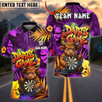 BlueJose Darts Funny Angry Bull Cartoon Dart Game Dartboard Target Personalized Name, Team Name Unisex Shirt (4 Colors)