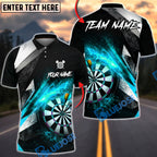BlueJose Darts Dartboard Fire Explosion Graphic Personalized Name, Team Name Unisex Shirt (4 Colors)