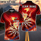 BlueJose Darts Dartboard Flaming Phoenix Style Personalized Name, Team Name Unisex Shirt (4 Colors)