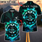 BlueJose Darts Neon Lips Flame Glow Art Personalized Name, Team Name Unisex Shirt (4 Colors)