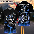 BlueJose Darts Enchanting Gothic Skull Fairy Glitter Style Personalized Name, Team Name Unisex Shirt (4 Colors)