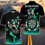 BlueJose Darts Enchanting Gothic Skull Fairy Glitter Style Personalized Name, Team Name Unisex Shirt (4 Colors)