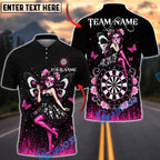 BlueJose Darts Enchanting Gothic Skull Fairy Glitter Style Personalized Name, Team Name Unisex Shirt (4 Colors)