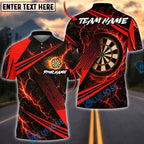 BlueJose Darts Fiery Lava Strike Personalized Name, Team Name Unisex Shirt (4 Colors)