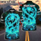BlueJose Darts Skull Ghost Rider Inferno Flame Personalized Name, Team Name Unisex Shirt (4 Colors)