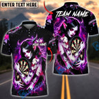 BlueJose Darts Love Demon Butterfly Glow Personalized Name, Team Name Unisex Shirt (4 Colors)