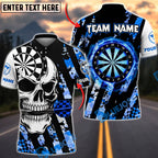BlueJose Darts Fierce Skull Dartboard Striped Style Personalized Name, Team Name Unisex Shirt (4 Colors)