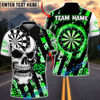 BlueJose Darts Fierce Skull Dartboard Striped Style Personalized Name, Team Name Unisex Shirt (4 Colors)