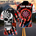 BlueJose Darts Fierce Skull Dartboard Striped Style Personalized Name, Team Name Unisex Shirt (4 Colors)
