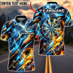 BlueJose Darts Fire Ice Abstract Energy Dartboard Personalized Name, Team Name Unisex Shirt (4 Colors)
